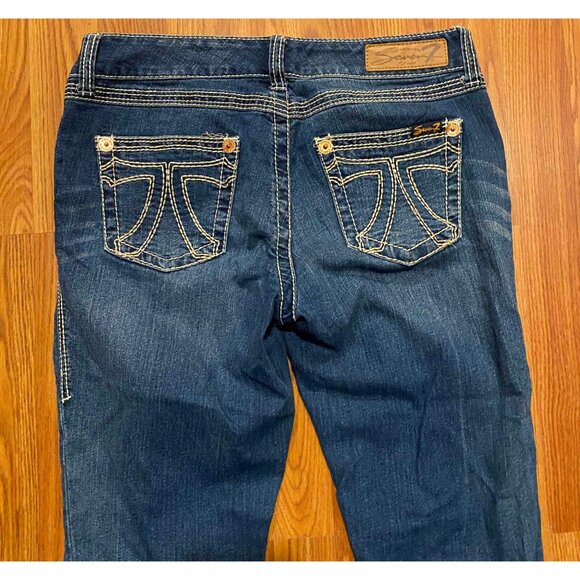 Seven7 Blue Jeans Straight Ladies 8 26" Denim Pants Embroidered Y2K - Picture 1 of 8